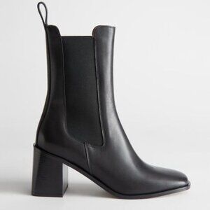 & Other Stories Heeled Leather Chelsea Boots Black